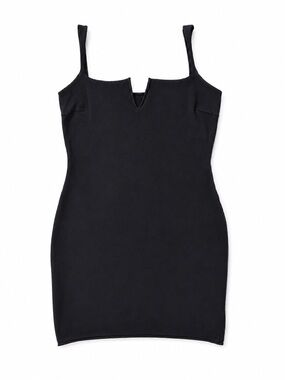 SKIMS Black Mini Bodycon Dress with V-Notch Neckline